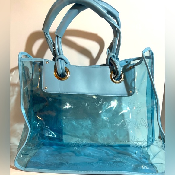 Dolce Gabbana Transparent leather trimmed , PVC Blue Tote Bag - Picture 3 of 12